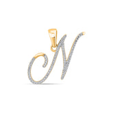 N Initial Letter Diamond Pendant 10K Yellow Gold